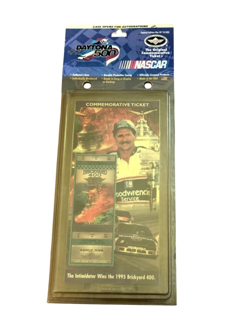 NASCAR 1995 Brickyard 400 Dale Earnhardt Commemorative Ticket Display Case